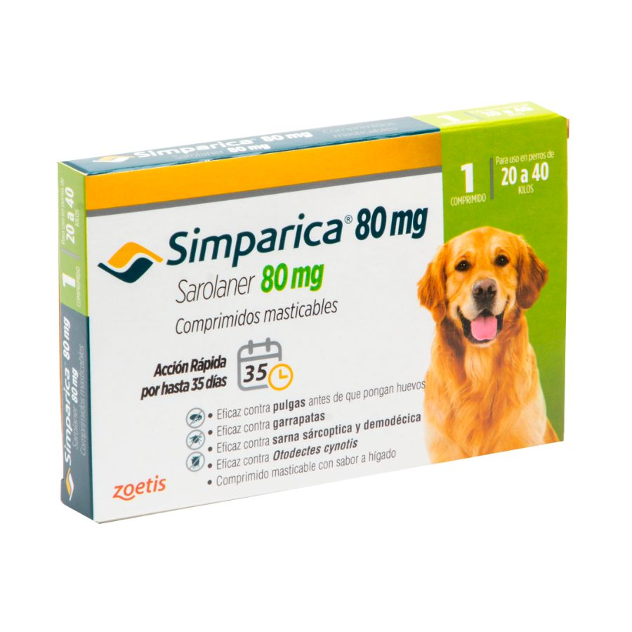 Simparica antiparasitario oral masticable para perros de 20 a 40 KG 1 comprimido, , large image number null